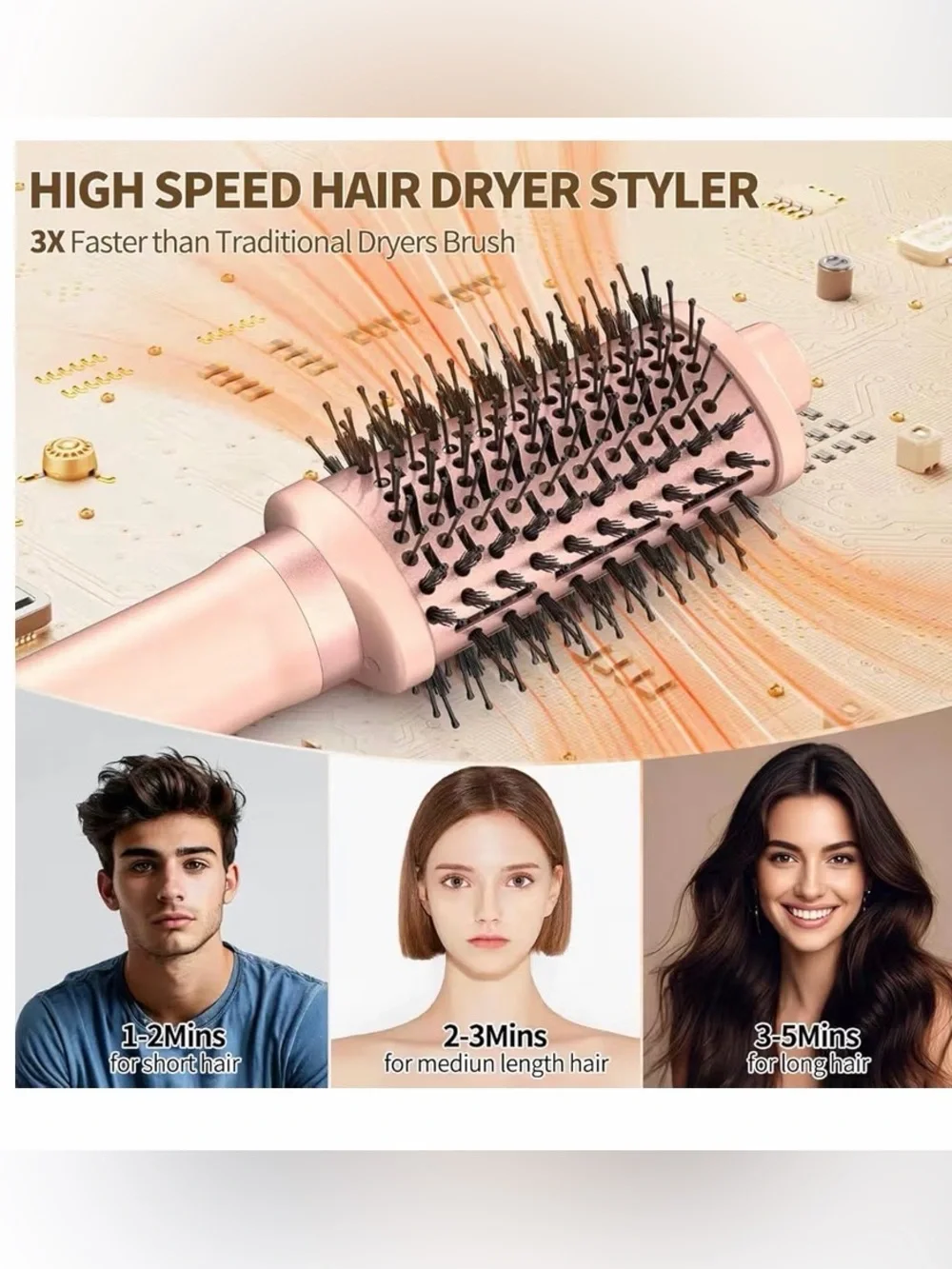 Pink‎ 3-in-1 Hair Straightener Waves Curling Iron Blow Dryer #020